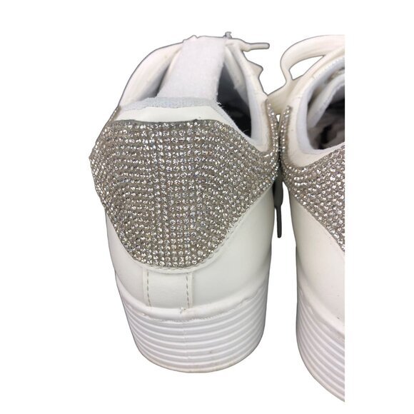 Qupid Womens Size 8 White & Silver Rhinestones Platform Sneakers - Picture 8 of 14